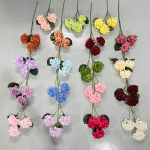 Fleurs artificielles en soie simulées, 3 têtes d'hortensia, faites à la main, pour bouquets de mariage, décoration intérieure, accessoires de photographie - Product Image 2