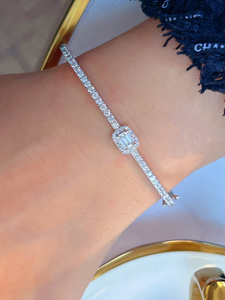 กำไลข้อมือเพชรแท้ทรงเหลี่ยมมรกต Xinfly ทองคำแท้ 18K รับรองโดย GIA ระดับ E SI1 น้ำหนัก 0.30 กะรัต รวมน้ำหนักเพชร 1.30 กะรัต เครื่องประดับระดับไฮเอนด์สำหรับการลงทุน - Product Image 6