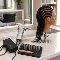 Machine électrique portative pour dreadlocks, kit d'outils de tressage de cheveux avec boîtier d'alimentation et embouts interchangeables pour usage en salon