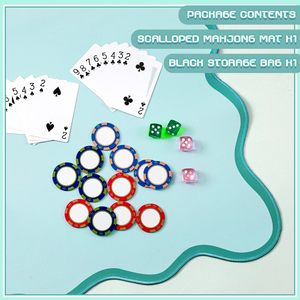 Novedades Bordes festoneados estándar Mahjong Mat Color personalizado Antideslizante Mahjong Cover Pad Ma Jiang Tiles Alfombra de póquer para el hogar - Product Image 4