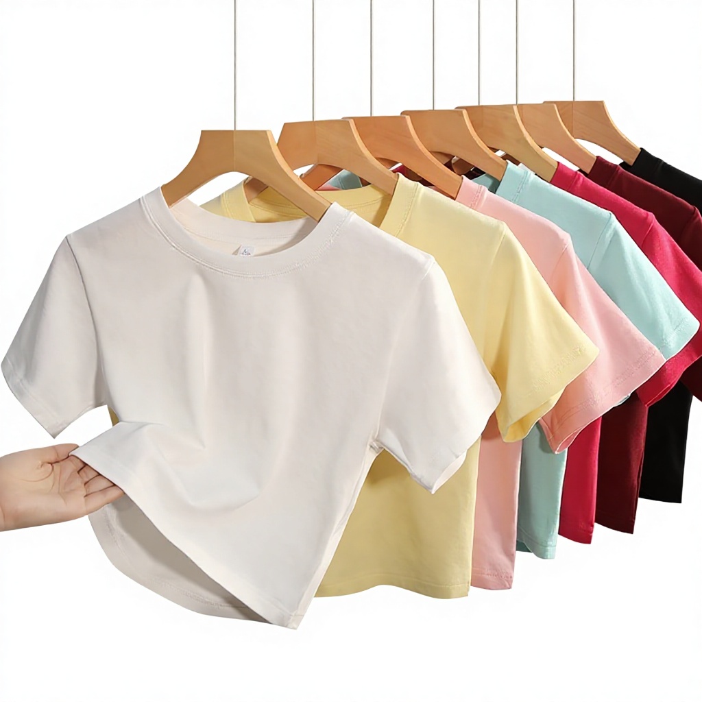 OEM Custom Logo Women's T-Shirt 240 GSM 100% Cotton Round Neck Slim Fit Short Sleeve T-Shirt