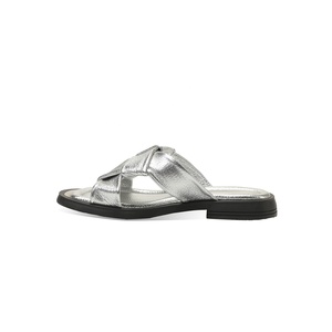 <span class=keywords><strong>Sandali</strong></span> piatti <span class=keywords><strong>da</strong></span> donna in pelle PU <span class=keywords><strong>comodi</strong></span>, con cinturino intrecciato <span class=keywords><strong>argento</strong></span> metallizzato, slip-on, antiscivolo, per primavera/estate - Product Image 3