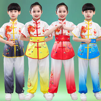 Nouvelle tenue de performance d'arts martiaux style chinois pour filles et garçons, motif dragon tambourinant