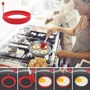 Vente en gros d'anneaux d'oeufs en silicone de qualité alimentaire sans Bpa moules ronds antiadhésifs pour crêpes d'oeufs au plat - Product Image 3