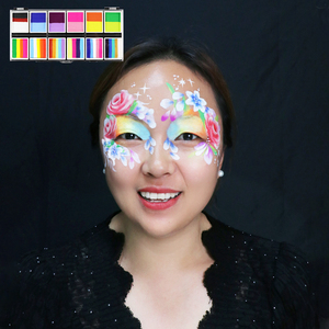 Kit de Maquillage <span class=keywords><strong>Professionnel</strong></span> Non Toxique à Base d'Eau pour le Visage et le Corps, Effet Arc-en-ciel, pour Fêtes d'Halloween, avec Pinceaux et Pochoirs - Product Image 5