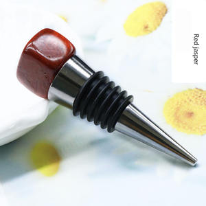 Usine Huiying fournissant des bouchons de vin en cristal pour cadeaux de mariage, bouchons de vin en jaspe rouge, artisanat - Product Image 1