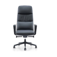 Chaise de bureau pivotante ergonomique moderne à dossier haut en PU avec accoudoirs fixes
