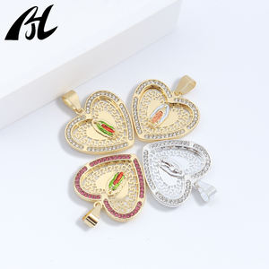 L-660 Kalp Şeklinde Meryem Ana Kolye, Çok Renkli Kristalli Guadalupe Bakiresi, Noel/Tatil Günü Özel İnanç Hediyesi - Product Image 2