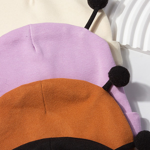 Topi bayi katun murni baru lahir, topi bayi Pull-On lucu dan lembut untuk balita musim gugur dan musim dingin, topi hangat dan tahan angin - Product Image 3