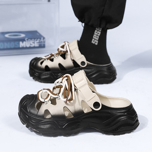 Men's Platform <b>Clogs</b> EVA Breathable Non Slip Strappy Color Blocked Outdoor Beach Sandals Thick Sole 5cm Heel - Product Image 1