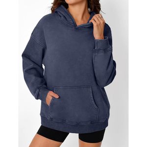 FOXA Sweat à capuche surdimensionné délavé à l'acide pour femme Pull vintage à manches longues Chemise automne/hiver Tenues Unique Hole Queen Womens - Product Image 3