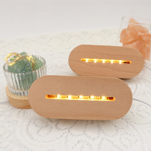 Hot Sale 3D Creative DIY Blank Acrylic Lamp LED Base Wooden Night Light for Bedroom Decor Wood Craft Wooden Boxes Wall Signs