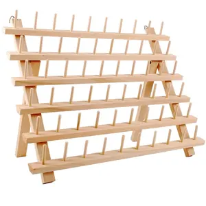 Customized Wooden Thread Holder Sewing and Embroidery Thread Rack and Organizer Thread Rack for Sewing with Hanging Hooks