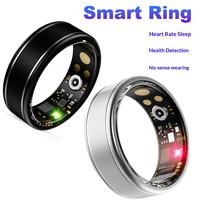 Fashion Smart Ring Aluminum Alloy IP68 Waterproof Heart Rate & Blood Oxygen Monitor Sleep Tracker Pedometer with App Control
