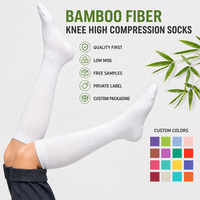 Chaussettes en bambou blanches, chaussettes de compression en bambou mi-hautes, chaussettes de sport respirantes en nylon, logo personnalisé, vente en gros OEM pour hommes et femmes