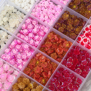 24 Adornos Románticos para <span class=keywords><strong>Uñas</strong></span> <span class=keywords><strong>con</strong></span> Forma de Rosa, Decoraciones 3D de Resina Multicolor <span class=keywords><strong>con</strong></span> Purpurina Dorada para <span class=keywords><strong>Uñas</strong></span> de Boda - Product Image 2