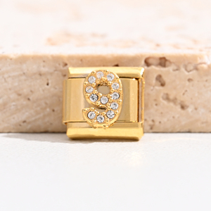 Toptan Su Geçirmez Paslanmaz Çelik Kendin Yap Takı Yapımı Numaralı Elmas Altın İtalyan Charm Bileklik Charm'ları - Product Image 6