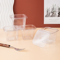 Boîte d'emballage carrée pour mousse, pot transparent jetable, gâteau tiramisu, gobelet d'emballage pour pâtisserie.