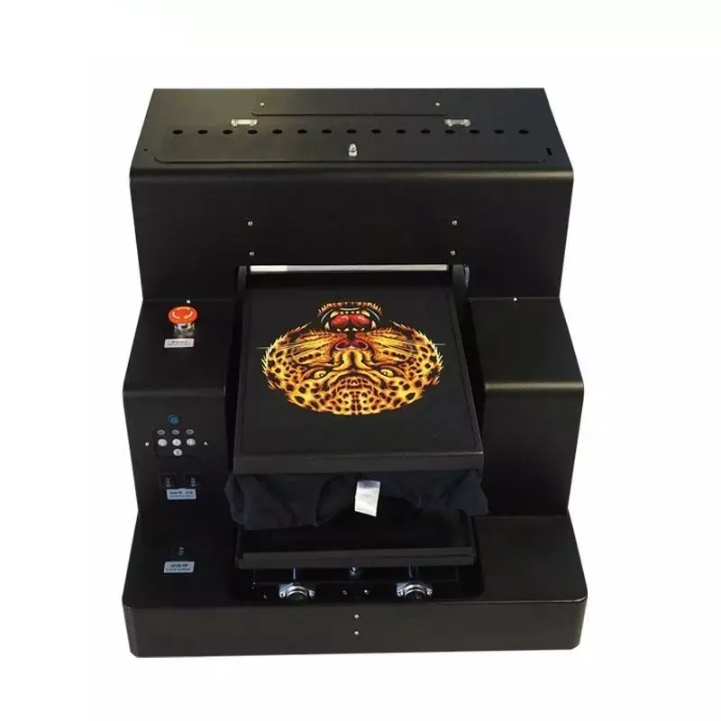 DTG प्रिंटर A4 आकार करने के लिए 6 रंग Flatbed प्रिंटर अंधेरे और प्रकाश कपड़े प्रत्यक्ष परिधान टी शर्ट मुद्रण मशीन