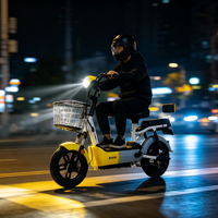 Vélo électrique rétro à 2 roues avec panier avant, scooter électrique à double siège, vélo électrique de banlieue pour adultes, vente en gros