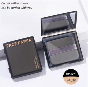 CLBX-papier d'aspiration d'huile pour le visage pour peau <span class=keywords><strong>grasse</strong></span> d'été, avec miroir et houppette, charbon de bambou - Product Image 4