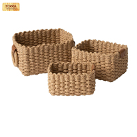 Paniers de rangement en papier tissé à la main pour étagères, organisateur décoratif multifonctionnel fait main pour chambre, cuisine, bureau et maison