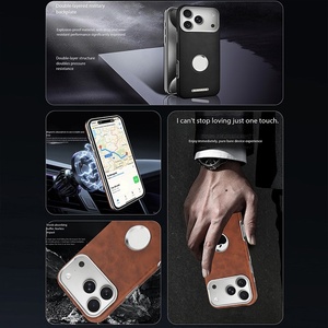 Funda Magnética de Cuero PU de Alta Calidad con Logotipo Hueco para iPhone 17 13 14 15 16 Pro Max 17 Air, Cubierta Protectora con Marco Plateado - Product Image 3