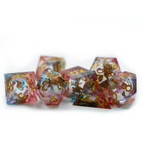 Set dadu inti cairan minimal pesanan Set DND dadu Resin tepi tajam Set dadu DnD D20