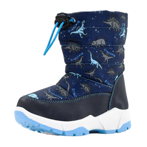 Botas de Nieve Térmicas de Media Pantorrilla para Niños y Niñas, Antideslizantes, Ligeras, Sintéticas, Unisex, con Diseño de Dinosaurio Azul - Product Image 1