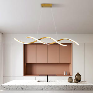 Lampadario a Sospensione LED in Alluminio con Design Moderno a Onda, Finitura Elettroplaccata Oro, Nero o Cromo per Sala da Pranzo - Product Image 2