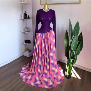 <span class=keywords><strong>Robe</strong></span> longue asymétrique tendance à taille basse pour femme, en maille transparente à manches longues, <span class=keywords><strong>moulante</strong></span>, imprimé tie-dye néon, fluide, pour soirée 2026 - Product Image 3