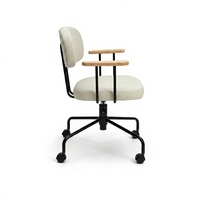 Chaise de bureau ergonomique pivotante à 360 degrés, rembourrée en PU, réglable en hauteur, avec structure en bois et métal, pour la maison et le bureau