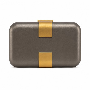Pochette Elegante Quadrata in PU con Chiusura in Metallo Dorato, Borsa <span class=keywords><strong>da</strong></span> <span class=keywords><strong>Sera</strong></span> Rigida Nera per Matrimoni, Balli e Cocktail - Product Image 6