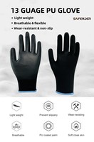 Gants de travail de sécurité en polyester 13 jauges enduits de PU, gants industriels enduits de PU en vrac, gants de travail de sécurité flexibles enduits de PU pour le jardin
