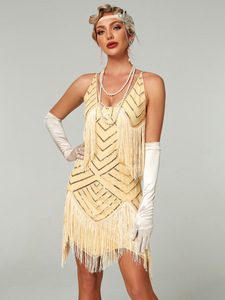 Robe de soirée rétro vintage des années 1920, style Great <span class=keywords><strong>Gatsby</strong></span>, avec paillettes et franges, costume de fête, robe <span class=keywords><strong>Gatsby</strong></span> des années 20 pour femmes - Product Image 4