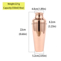 Shaker à cocktails en acier inoxydable à double compartiment Magic 550ML, outil de mélange épaissi, design de bar de luxe, écologique et durable