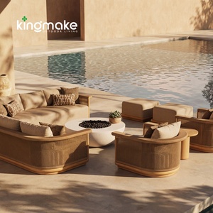 Ensemble de meubles de jardin modernes, canapé d'extérieur modulable, mobilier de patio de luxe, ensemble de canapés d'extérieur en teck moderne, canapé d'extérieur - Product Image 1