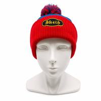 Casquette en tricot personnalisée avec pompon, patch brodé vintage, style streetwear américain, chaude et décontractée, 100% acrylique, unisexe, pour l'extérieur