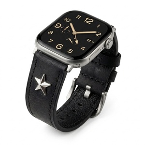 Bracelet de montre en cuir Crazy Horse de style punk vintage Starlight, fait main, compatible avec les montres intelligentes de 44 mm - Product Image 2
