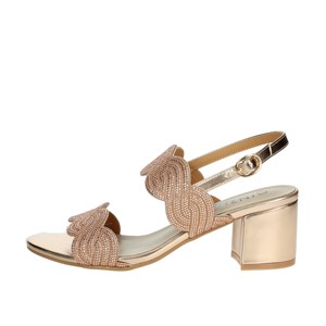 Alla moda CN2015 sandali con tacco in oro con punta aperta e zeppa per feste e matrimoni estate sempreverde solette PU - Product Image 1