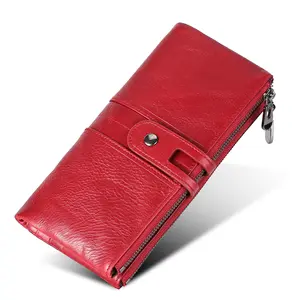 cell phone wallet rfid blocking genuine leather for women men zipper pocket wallet large capacity ladies black wallet