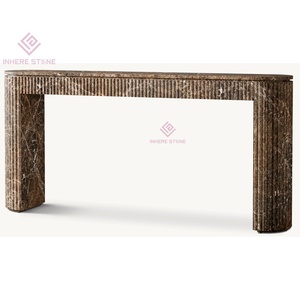 Table <span class=keywords><strong>console</strong></span> de luxe en <span class=keywords><strong>marbre</strong></span> Emperador Étagère en pierre brune italienne fabriquée à la main pour les entrées élégantes Espaces de vie - Product Image 2