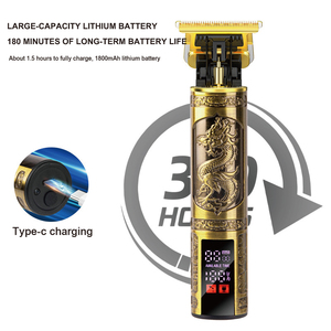 Vente en gros Dragon <span class=keywords><strong>tondeuse</strong></span> <span class=keywords><strong>à</strong></span> cheveux électrique affichage numérique lames en acier inoxydable <span class=keywords><strong>pour</strong></span> barbier rasage sculpture chauve - Product Image 2