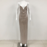 Dropshipping Robes de soirée de luxe Femmes Sexy Long Rhinestone Shiny Bodycon Dresses Femme Bling Sexy Party Dresses