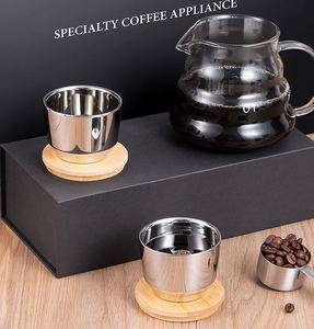 Juego de Servicio de Café Comercial de 30 Piezas, Tazas de Porcelana, Platos, Cucharas de Acero Inoxidable y Bandeja de Madera - Product Image 1