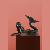 Statue de sirène et de dauphin en bronze, finition artisanale, pour décoration de bord de piscine, statue de jardin commémorative, contrôle qualité