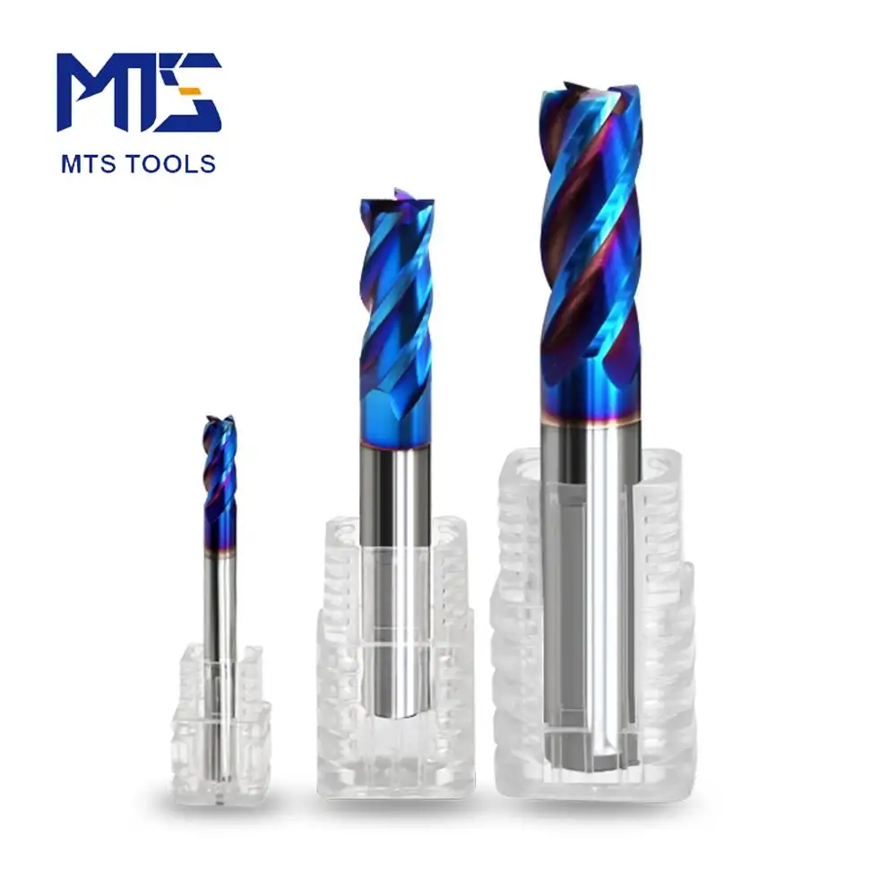 MTS araçları freze kesicisi kesme aletleri yeni HRC65 katı karbür parmak freze 4 flüt nano mavi kaplama cnc freze uçları