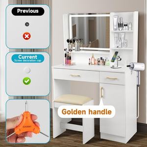 Prezzo all'ingrosso moderno Set di vanità con LED specchio e sgabello, adatto per le <span class=keywords><strong>donne</strong></span> in legno toletta - Product Image 3