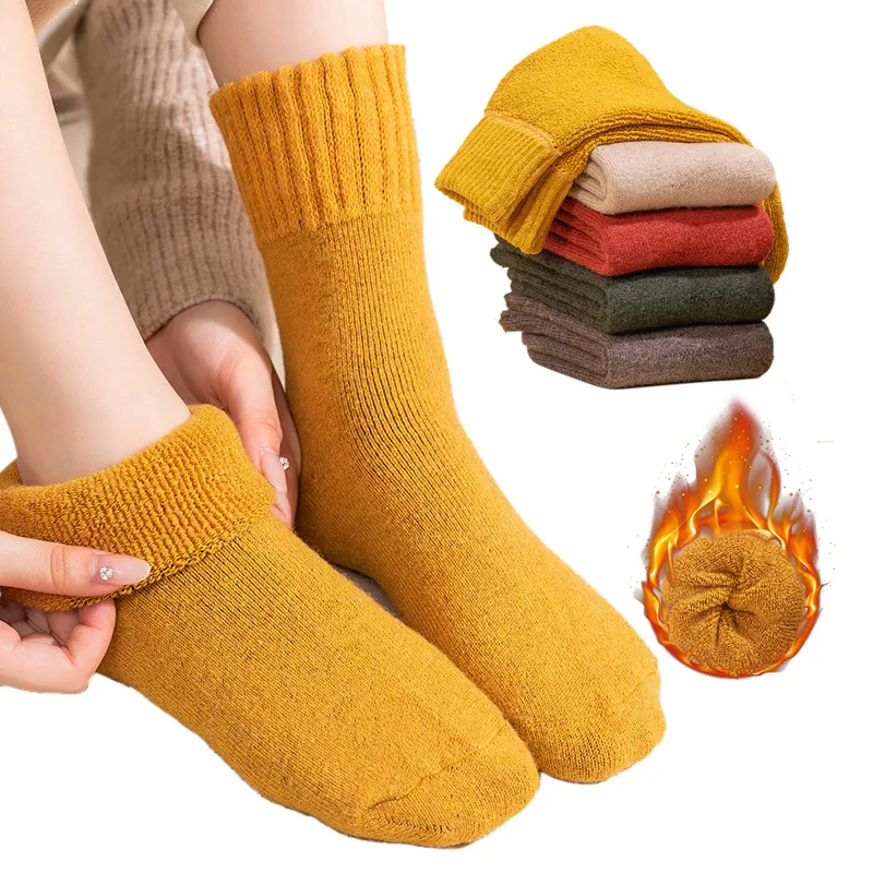 High Quality cheap duray unisex grey chunky nice soft super thick fuzzy winter warm wool socks