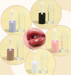 Custom Logo Lip Glaze Lipgloss Tube Eyeliner Mascara Tube Screw Cap Skin Care pink White <b>Round</b> Lip Gloss with Big <b>Brush</b> - Product Image 3